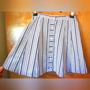 Vintage 90s Austin Reed Blue Striped Full Skirt Size Small-Medium